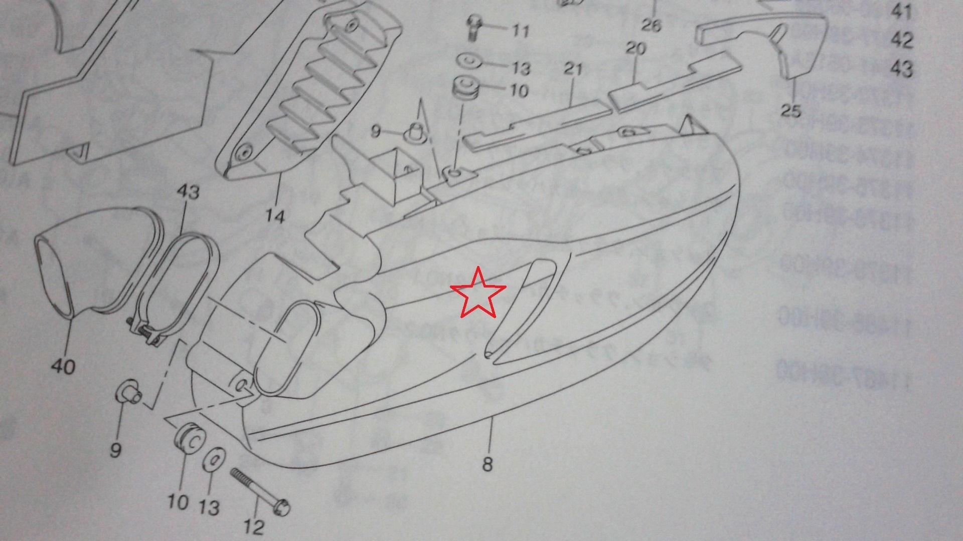 SUZUKI ジェンマ250 転倒で損傷したカウルの見積もりが分かりました