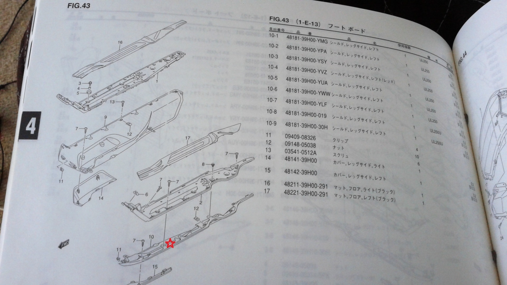 SUZUKI ジェンマ250 転倒で損傷したカウルの見積もりが分かりました